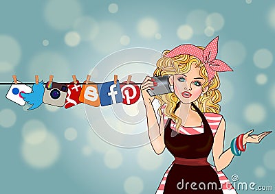 Social media concept Cartoon Illustration