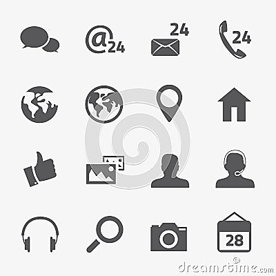 Social media and connection vector icons set Vector Illustration