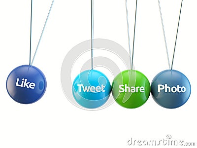 Social media cradle - like, tweet, share, photo, f Stock Photo