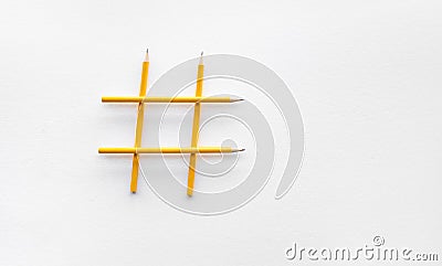 Social media and creativity concepts with Hashtag sign made of pencil.digital marketing images Stock Photo