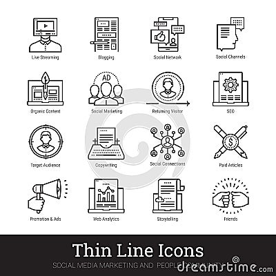 Social Media, Digital Marketing, Community Icons Vector Illustration