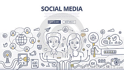 Social Media Doodle Concept Vector Illustration