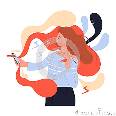 Social media doomscrolling addiction Vector Illustration