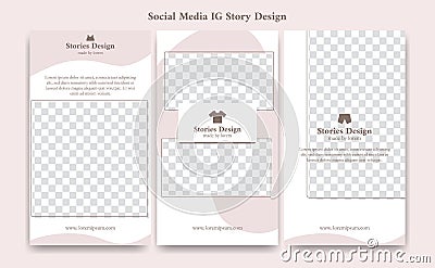 Social media editable ig instagram stories template design frame background in Cute soft blush pink feminine fashion clothing Vector Illustration