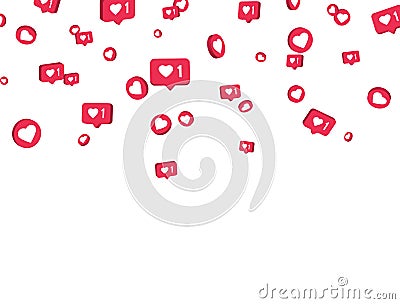 Social media elements on white background. Counter notification border. Social network. Comment and follower symbol Vector Illustration