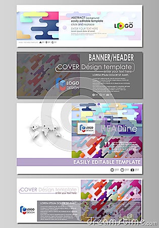 Social media and email headers set, modern banners. Abstract design templates, vector layouts. Bright color colorful Vector Illustration