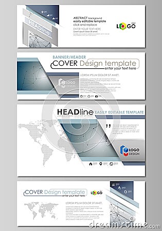 Social media and email headers set, modern banners. Business design template, vector layouts in popular sizes. DNA and Vector Illustration