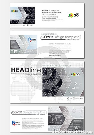 Social media and email headers set, modern banners. Business templates. Flat layouts in popular sizes. High tech design Vector Illustration