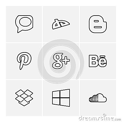 Social media eps icons set vector Vector Illustration