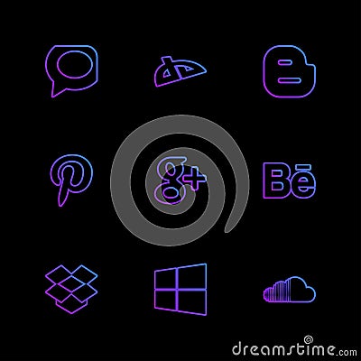 Social media eps icons set vector Vector Illustration