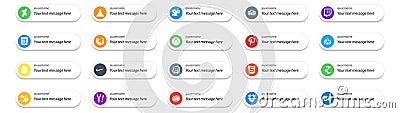 20 Social Media Follow Button and text place.like html. nike. css. snapchat. pinterest Vector Illustration