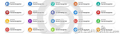 20 Social Media Follow Button and text place.like question. dropbox. pepsi. search. feedburner Vector Illustration