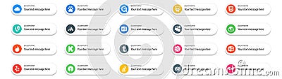 20 Social Media Follow Button and text place.like stockoverflow. yelp. myspace. microsoft access. tumblr Vector Illustration