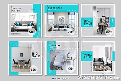 Social media furniture sale promotion post template vector Vector Illustration