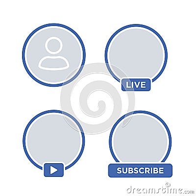 Social media icon avatar LIVE video streaming Vector Illustration
