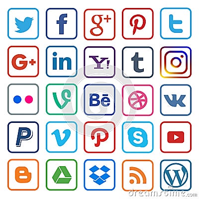 Social media icon flat line on popular Vector Illustration