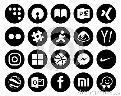 20 Social Media Icon Pack Including google earth. messenger. aim. dribbble. instagram Vector Illustration