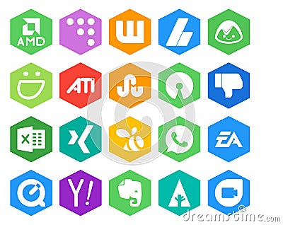 20 Social Media Icon Pack Including sports. electronics arts. stumbleupon. whatsapp. xing Vector Illustration