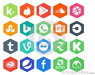 20 Social Media Icon Pack Including teamviewer. tumblr. stumbleupon. driver. uber Vector Illustration