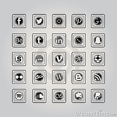 Social Media Icon Set Vector Illustration