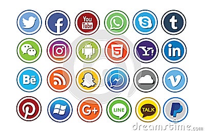 24 social media icon set Editorial Stock Photo