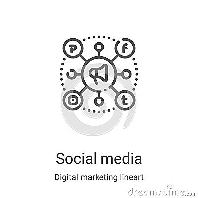 social media icon vector from digital marketing lineart collection. Thin line social media outline icon vector illustration. Vector Illustration