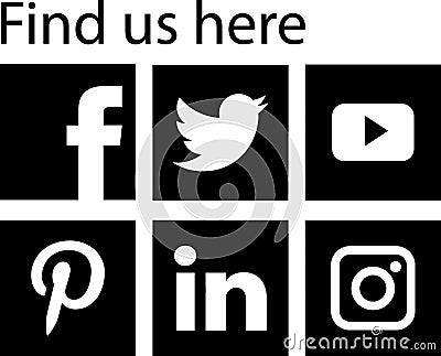 Social media icons black Vector Illustration