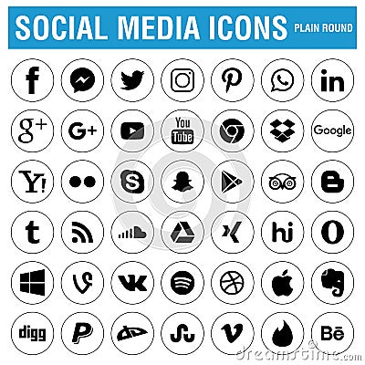 Social media icons black Vector Illustration