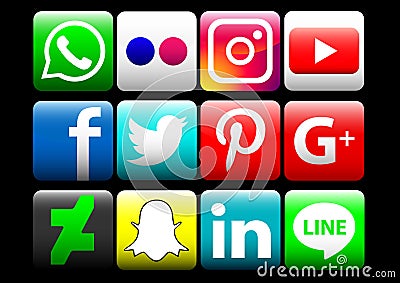 social media icons color Vector Illustration