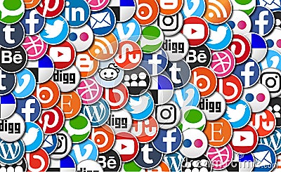 Social media icons concept illustration - sharing image background Vector Illustration