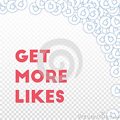 Social media icons. Get more likes concept. Falling scattered thumbs up. Indelible abstract right to Vector Illustration