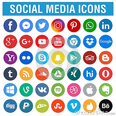 Social media icons pack round Vector Illustration