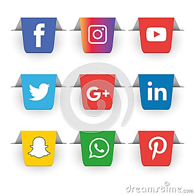 Social media icons set Logo Vector Illustrator Vector Illustration