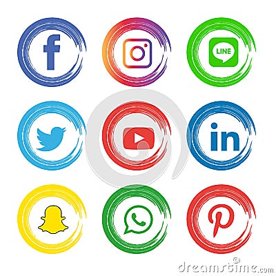Social media icons set Logo Vector Illustrator Vector Illustration