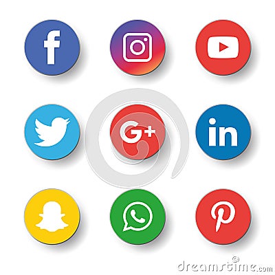 Social media icons set Logo Vector Illustrator Vector Illustration