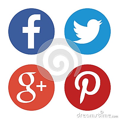 Social media icons set. Round web logos in vector. Vector Illustration