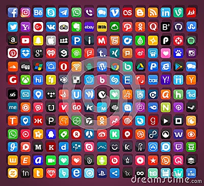 Social media icons set vector Editorial Stock Photo