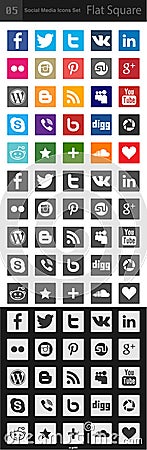 Social media icons - Square Editorial Stock Photo