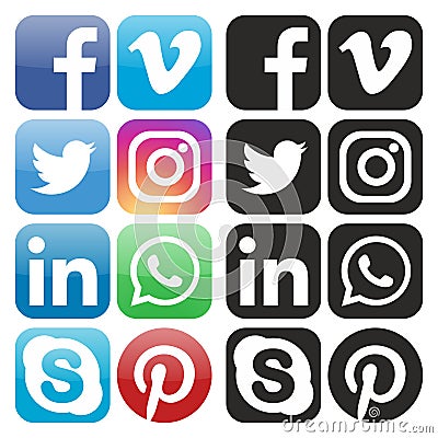 Social media icons vector collection Vector Illustration