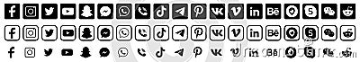 Social media icons. Facebook, twitter, instagram, youtube, snapchat, pinterest whatsap linkedin vimeo Vector Illustration