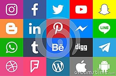 Social media rounded and colorfull Vector Illustration