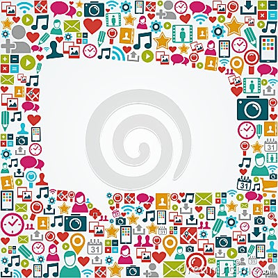 Social media icons white speech bubble shape EPS10 Vector Illustration