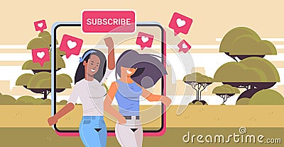 social media influencers watching live streaming generation Z lifestyle concept new demography trend with progressive Vector Illustration