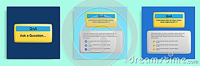 Social media informative FAQ post banner template layout design in 3D cartoon style, multicolor background with question answer Vector Illustration
