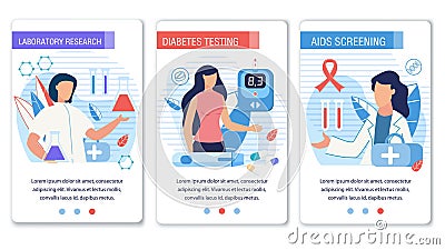 Social Media Landing Page Set for Diabetes Control Vector Illustration