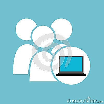 Social media laptop gro team Vector Illustration