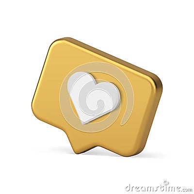 Social media like button notice mobile application quick tips golden realistic 3d icon vector Vector Illustration