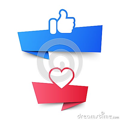 Social media like and heart banners, vector Vector Illustration