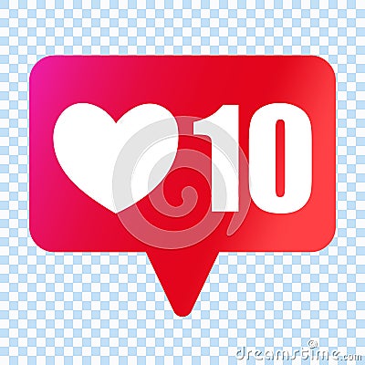 Social media like heart icon. Likes 10000 symbol. Stock Photo
