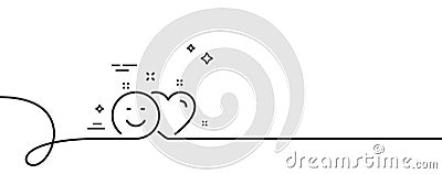 Social media like line icon. Heart, smile sign. Continuous line with curl. Vector Vector Illustration